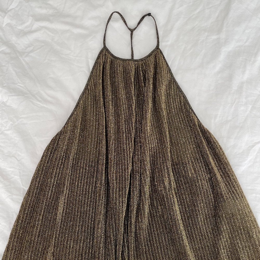 ZARA Gold Halter Tank Top - Size S